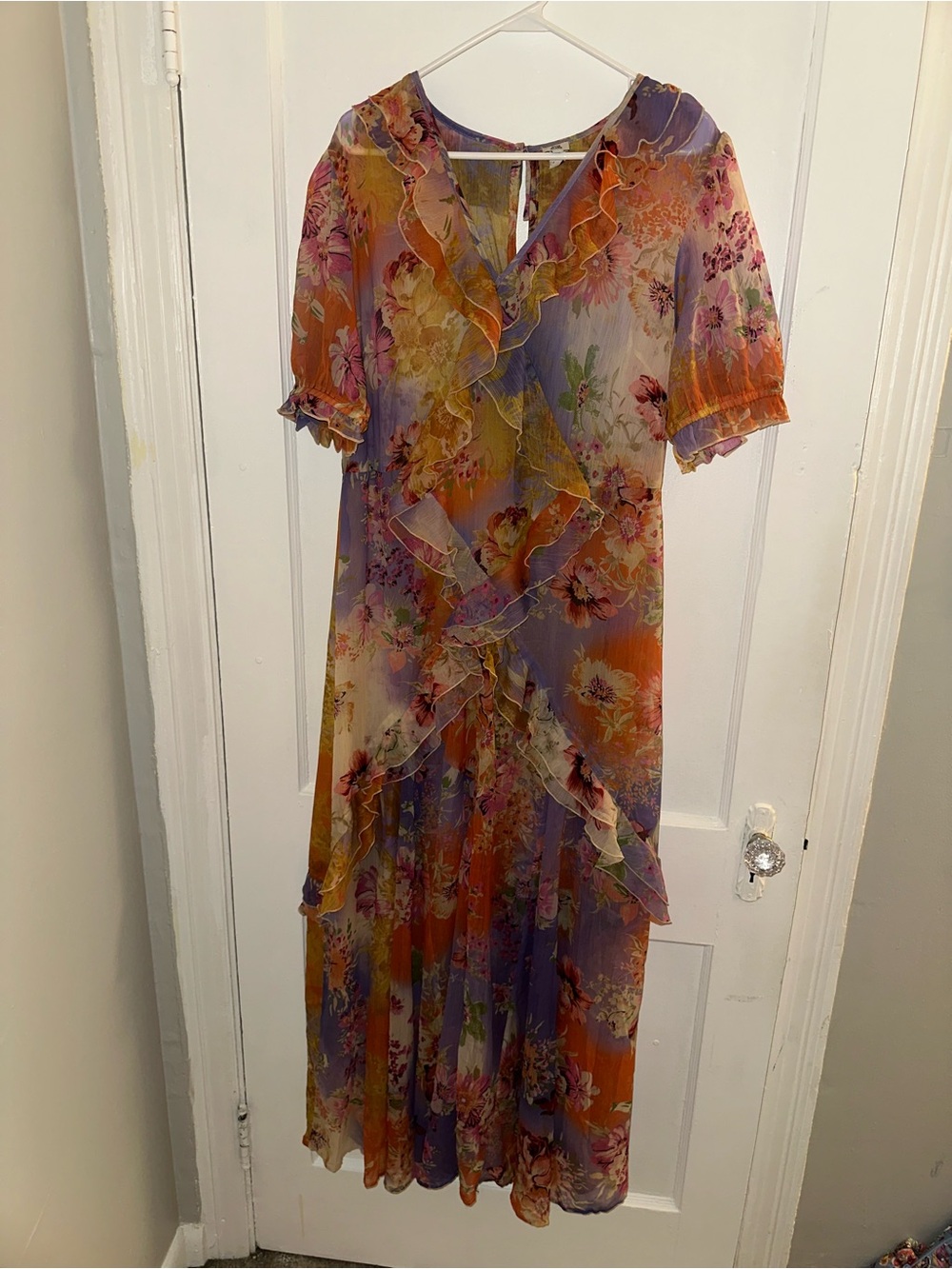 River Island Lavender and Orange Floral Midi Dress